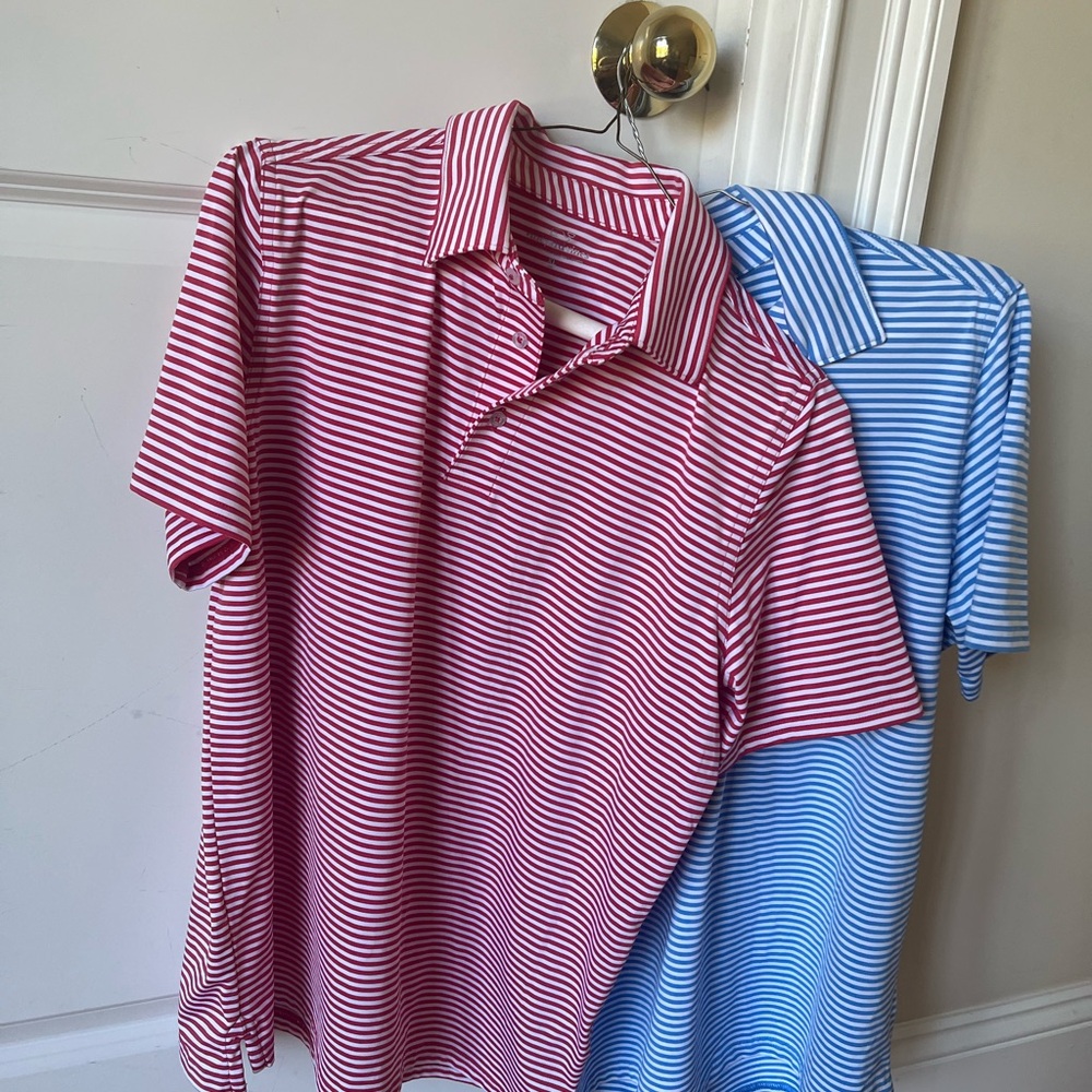 Vineyard Vines Striped Polo Set in Red and Blue